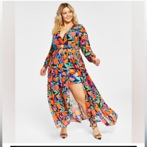 Nina Parker Plus Size 2-Pc. Maxi Dress & Shorts Se